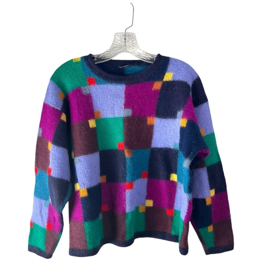 Mon Repos Color Block 100% Alpaca Fuzzy Sweater S… - image 4